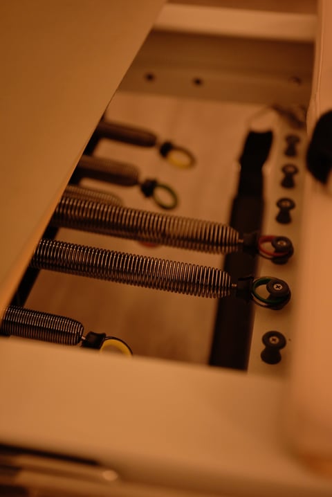 Close-up of electric heating element coils and metal springs