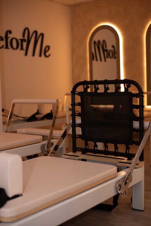 Modern spa or salon interior with neon-lit arched alcove